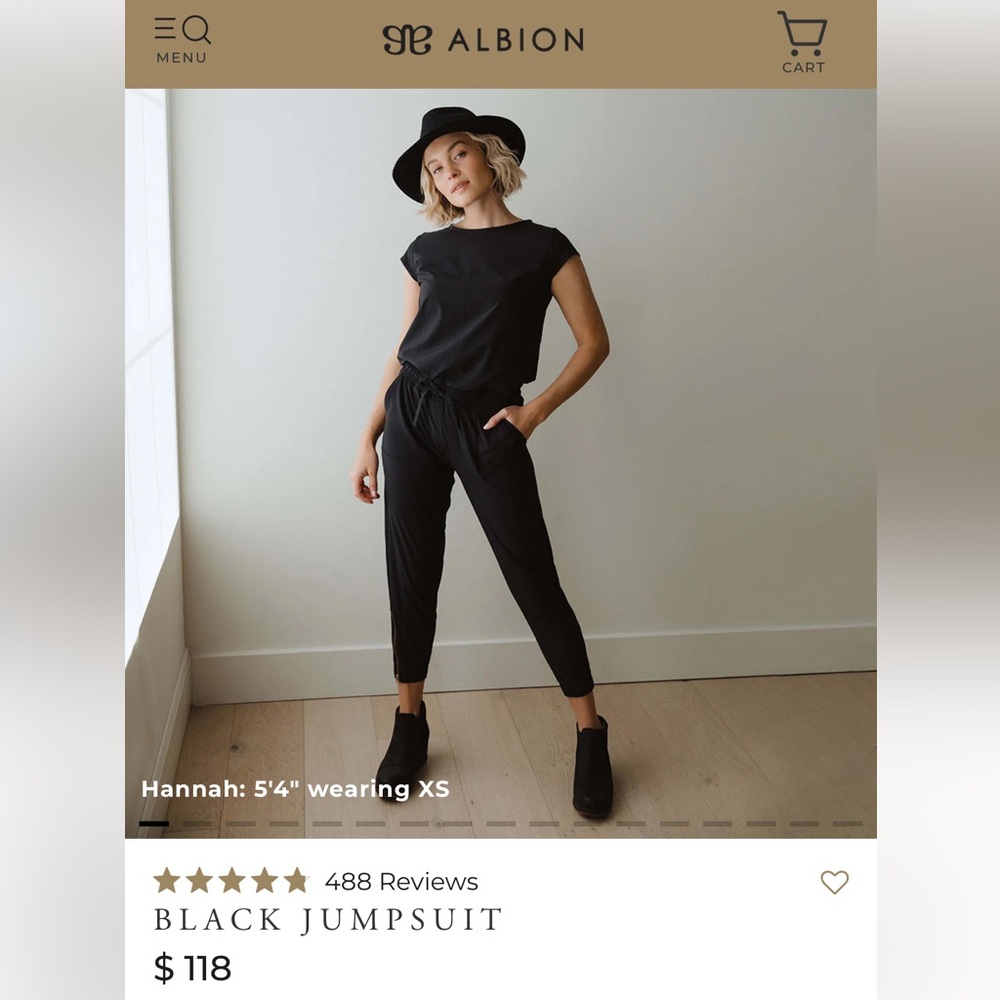 Albion Fit Classic Black Jumpsuit